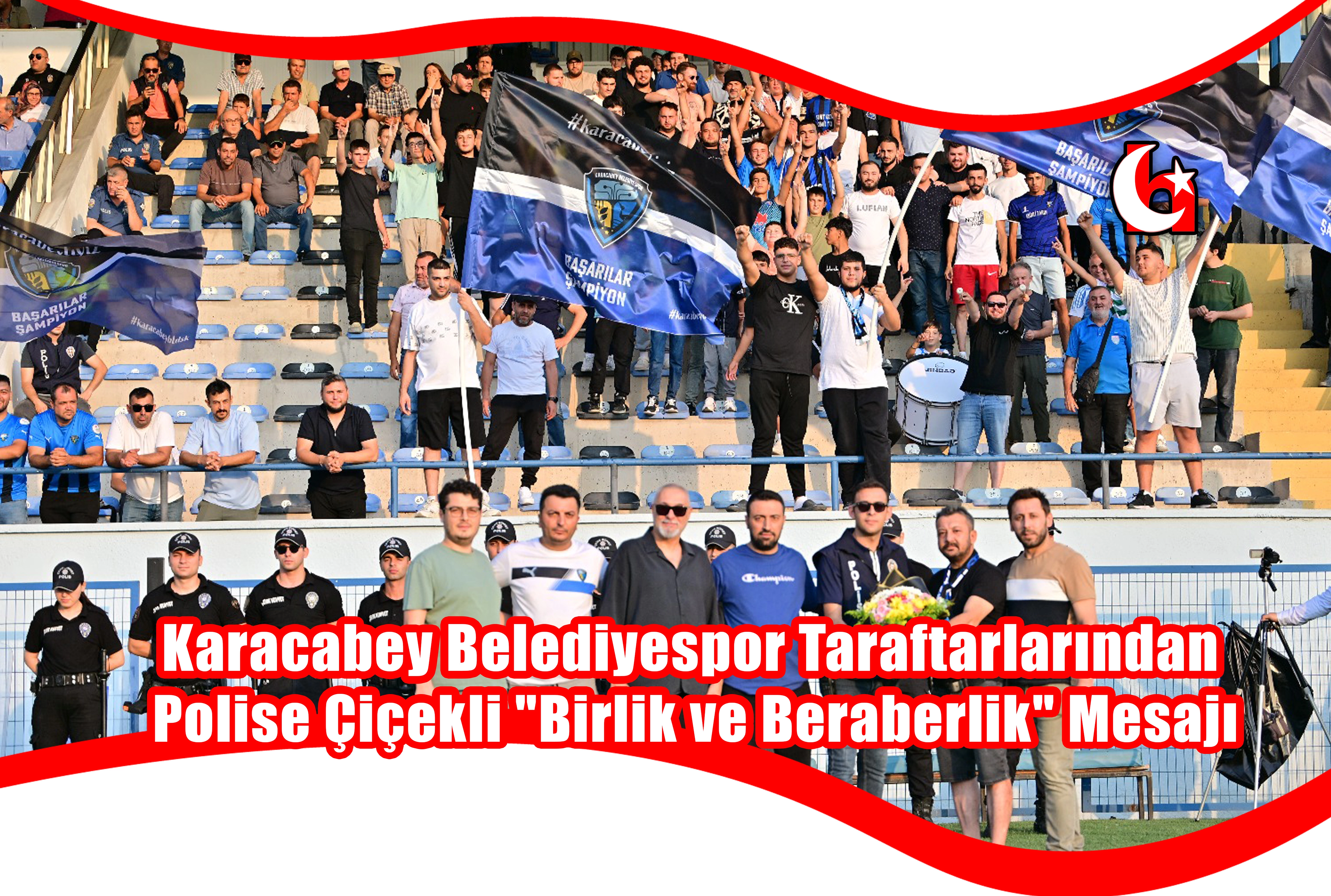 Karacabey Belediyespor Taraftarlarından Polise Çiçekli 