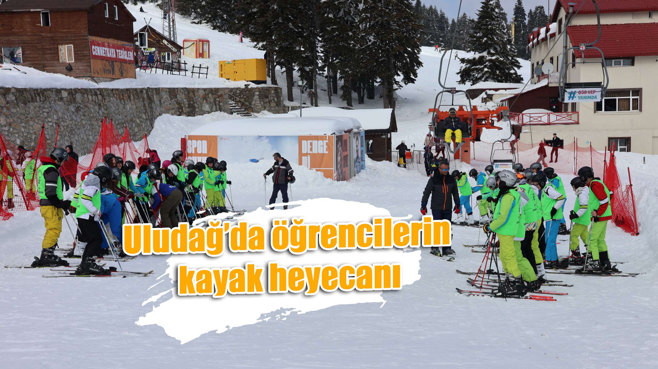 Uludağ’da öğrencilerin kayak heyecanı